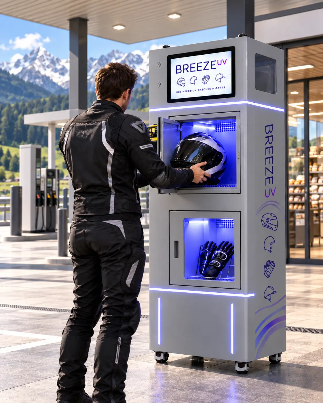 Borne BREEZE dans un environnement professionnel